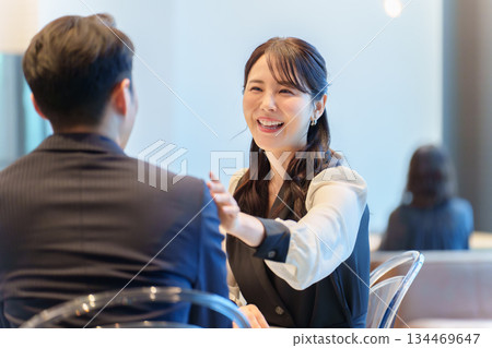 Couple date restaurant anniversary 134469647