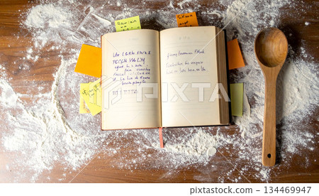 Sticky Note Recipe Book. Sticky Notes concept. Generated Image 134469947
