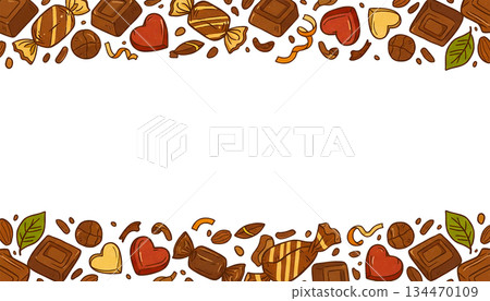 昭和復古巧克力糖果風格裝飾相框背景材質 134470109