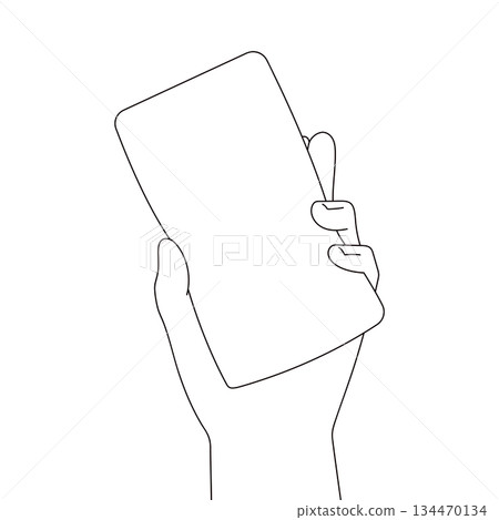 Illustration material of a sponge and a hand holding it 134470134