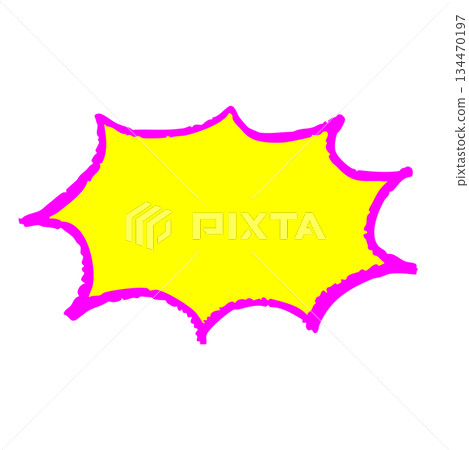 Fluorescent crayon-style hand-drawn speech bubble illustrations. Pop comment frame material with an explosion effect for emphasis. 134470197