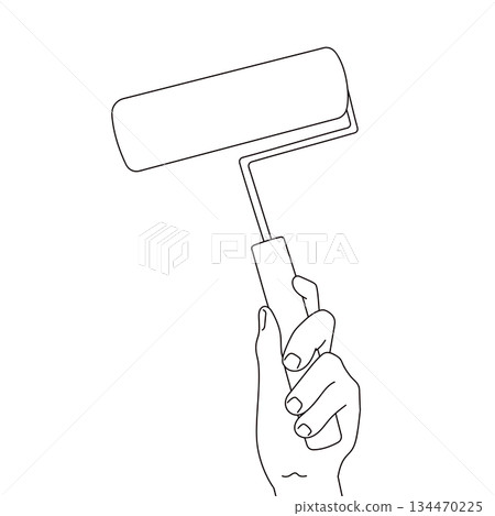 Adhesive cleaner and hand holding it - stock illustration 134470225