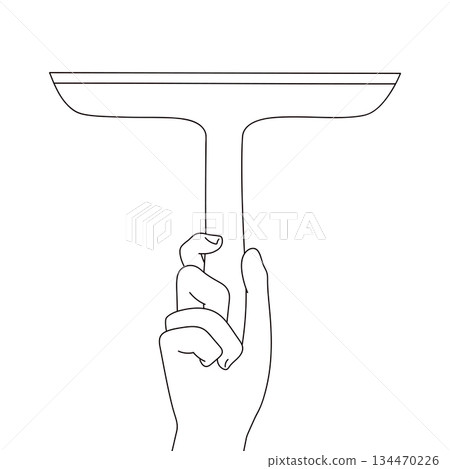 刮刀和握著它的手的插圖素材 134470226