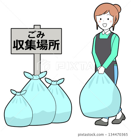 把垃圾放的婦女 把垃圾放的婦女 134470365