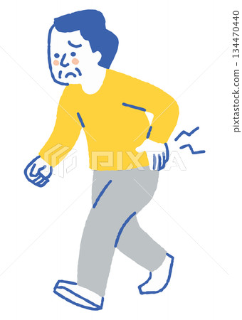 Elderly people enduring lower back pain_Color 134470440