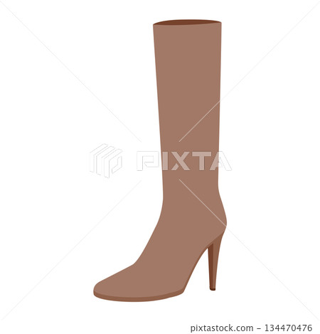 Brown classic stiletto knee-high shoes women color flat pair. Smooth shaft with refined heel stylish and chic wear. 134470476