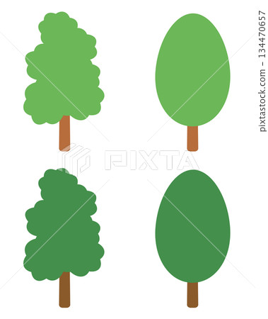 樹的插圖（2 種類型 x 2 種顏色） 134470657