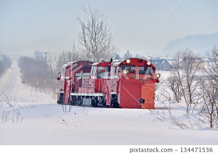 Soya Main Line Kita-Pippu-Randou JR Hokkaido DE15-2521 (Asahikawa) Russell Regular snow removal train Regular removal 134471536