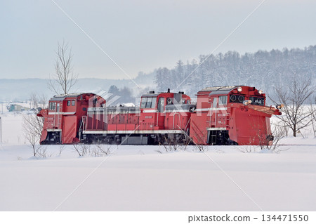 Soya Main Line Kita-Pippu-Randou JR Hokkaido DE15-2521 (Asahikawa) Russell Regular snow removal train Regular removal 134471550
