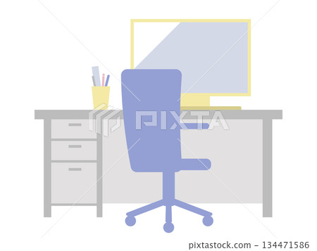 Office desk and chair illustration | Simple workspace Office desk and chair illustration | Simple workspace 134471586