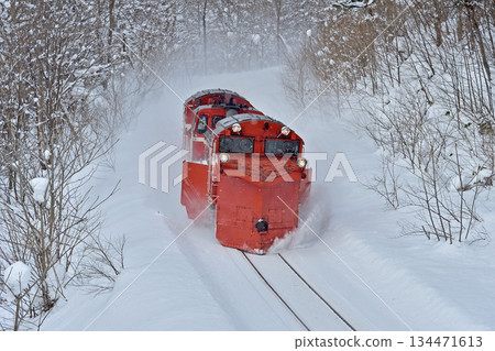 Soya Main Line Chiebun-Nisshin JR Hokkaido DE15-2521 (Asahikawa) Russell Regular snow removal train Regular removal 134471613