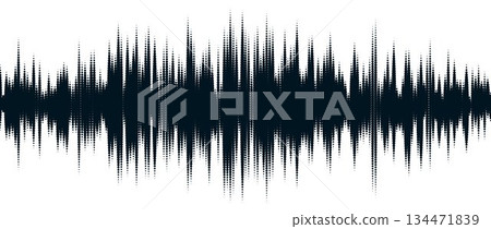 Black abstract sound wave element. Dotted line music equalizer shape design. Audio radio signal visualization concept. Digital voice assistant pattern. Song track sample player. Vector 134471839