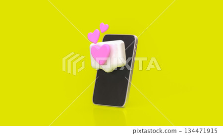 Love Message Notification on Smartphone Social Media Concept 3d render. 134471915