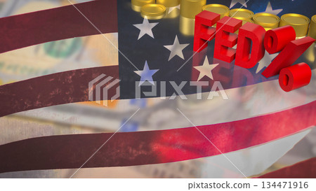 Federal Interest Rate Policy Impact Concept 3d render. Federal Interest Rate Policy Impact Concept 3d render. 134471916