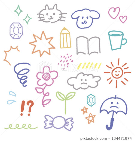 手繪風格可愛單點圖案插畫集（柔和粉彩） 134471974