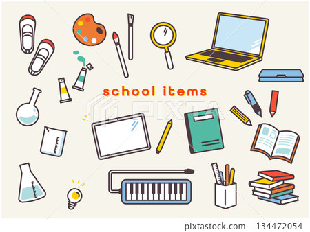 可用於裝飾的小學用品圖示插圖素材 134472054