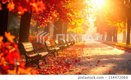 AI 影像：秋季紅葉森林 134472068