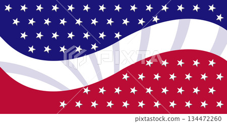 American Patriotic Star Wave Background in Red Blue White Colors. 134472260
