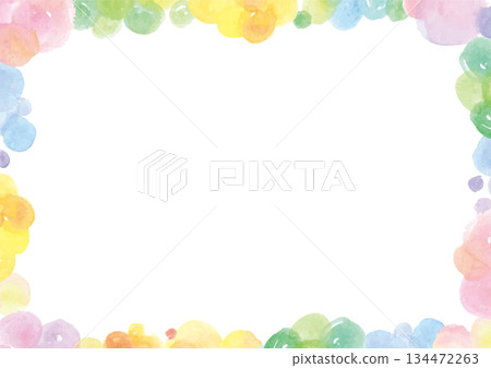 Colorful watercolor polka dot frame - Stock Illustration [134472263 ...
