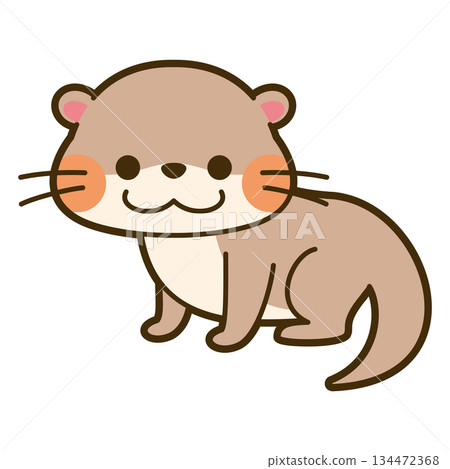 一幅可愛的亞洲小爪水獺插圖 134472368