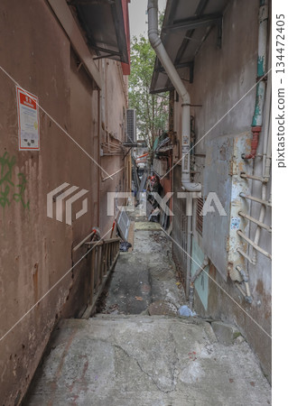 Oct 29 2025 Wan Chai Alleyway with Historic Urban Texture 134472405