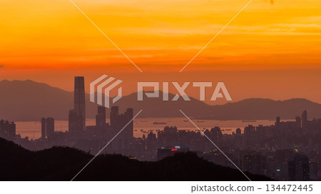 Golden Sunset Over City Skyline With Distant Mountains Nov 10 2025 Golden Sunset Over City Skyline With Distant Mountains Nov 10 2025 134472445