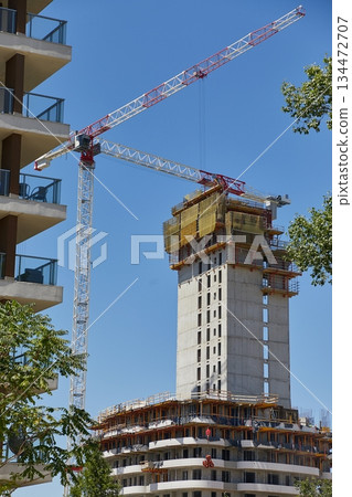 Urban Apartment Building Construction Urban Apartment Building Construction 134472707