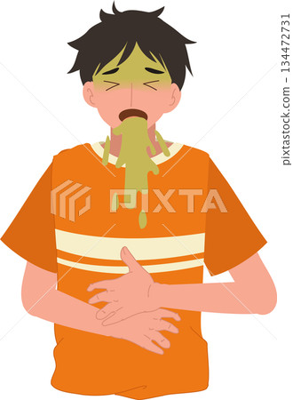 vomiting and nausea concept. sick young man with stomach pain food poisoning and illness. vomiting and nausea concept. sick young man with stomach pain food poisoning and illness. 134472731