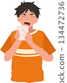 pediatric health illness concept. A man holding tissue sneezing allergy symptoms pediatric health 134472736