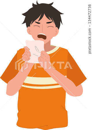 pediatric health illness concept. A man holding tissue sneezing allergy symptoms pediatric health pediatric health illness concept. A man holding tissue sneezing allergy symptoms pediatric health 134472736
