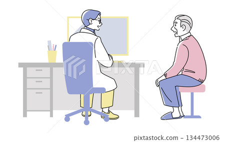 老年人和醫生接受體檢的插圖 | 醫院、醫療保健、老年護理、全身 老年人和醫生接受體檢的插圖 | 醫院、醫療保健、老年護理、全身 134473006