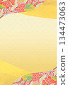 New Year's cards and celebrations Japanese pattern golden background vine 134473063