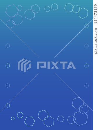 Simple and cute frame with scattered hexagons_Blue gradation Simple and cute frame with scattered hexagons_Blue gradation 134473129