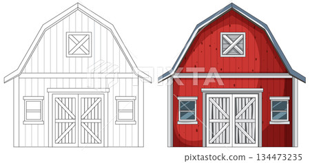 Front View of Red Barn Vector Illustration Front View of Red Barn Vector Illustration 134473235