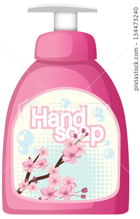 Pink Liquid Hand Soap Bottle with Cherry Blossom Design 134473240