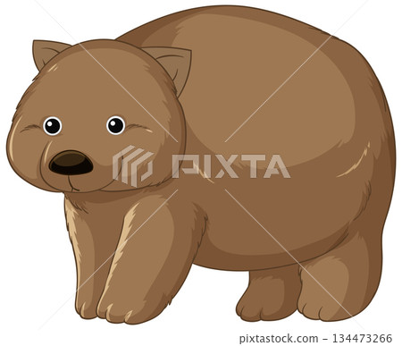 Cartoon Wombat Standing on All Fours in Profile View 134473266