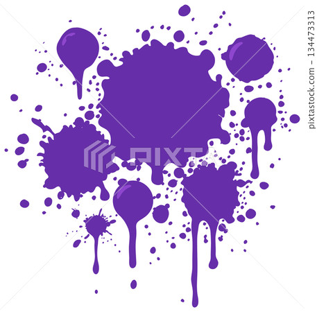 Vibrant Purple Paint Splatter Design 134473313