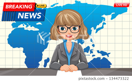Animated News Anchor Illustration 134473322