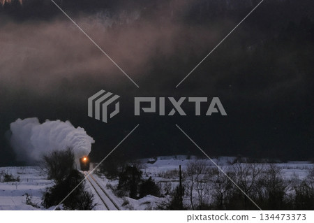 Banetsu West Line SL with snow scenery Banetsu West Line SL with snow scenery 134473373