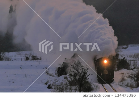 Banetsu West Line SL with snow scenery 134473380