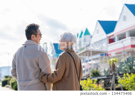 Senior couple traveling. Photo courtesy of Ito Marine Town Roadside Station. 134473406
