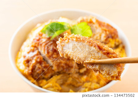 Pork cutlet on rice  134473502