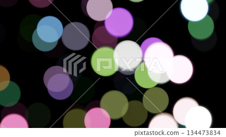 Colorful bokeh balls on a black background. Background material. (Horizontal) 134473834