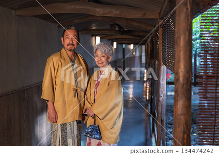 Senior couple enjoying a hot spring trip. Photo courtesy of Ito Ryokuyo. Senior couple enjoying a hot spring trip. Photo courtesy of Ito Ryokuyo. 134474242