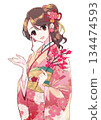 Illustration of a woman with plum blossoms 134474593