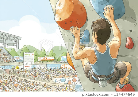 挑戰極限：攀岩者參加抱石比賽 134474649