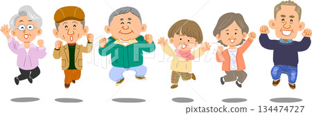老年男女排成一排 134474727