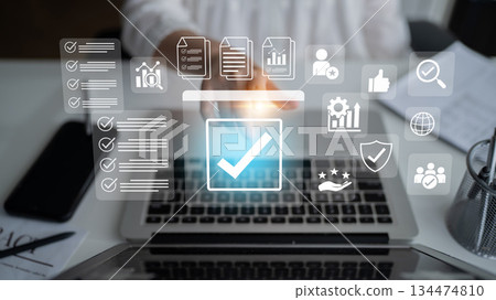 Business process checklist and quality assurance management concept Parse 134474810