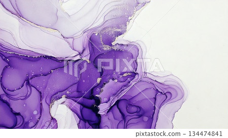 奢華、輕薄、閃亮的紫色酒精墨水藝術品，AI生成素材，16:9尺寸 134474841