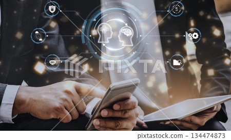 AI Brain Processing Data with Generative Artificial Intelligence Concept Muxer 134474873